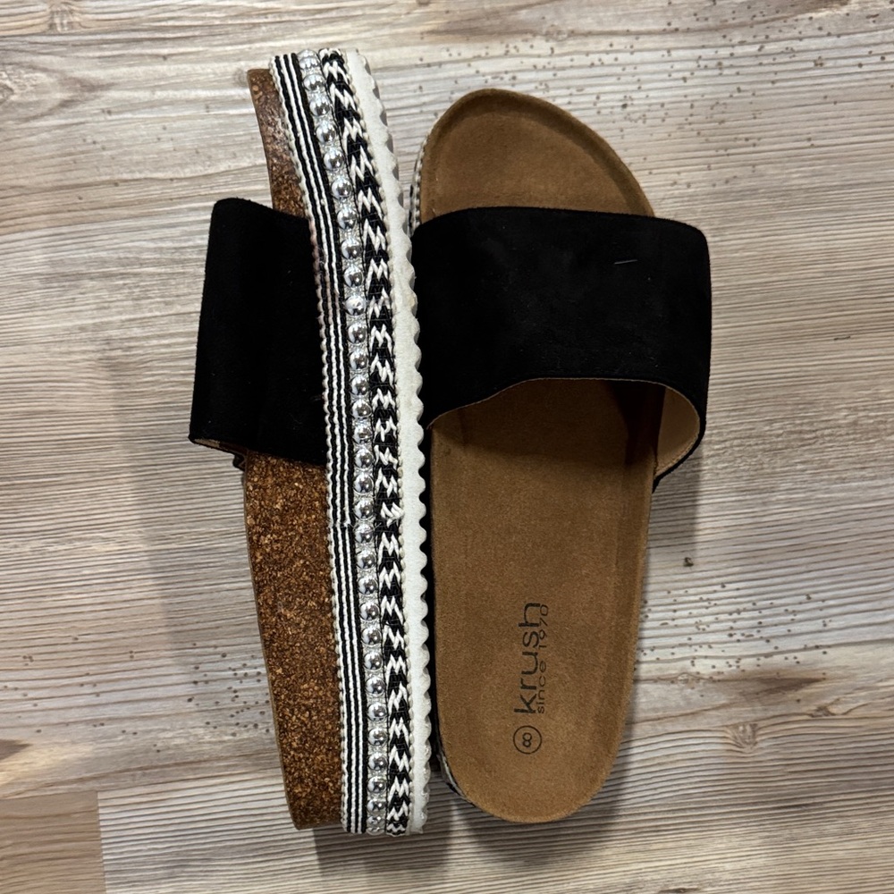 Krush Black and Brown Platform Sandals